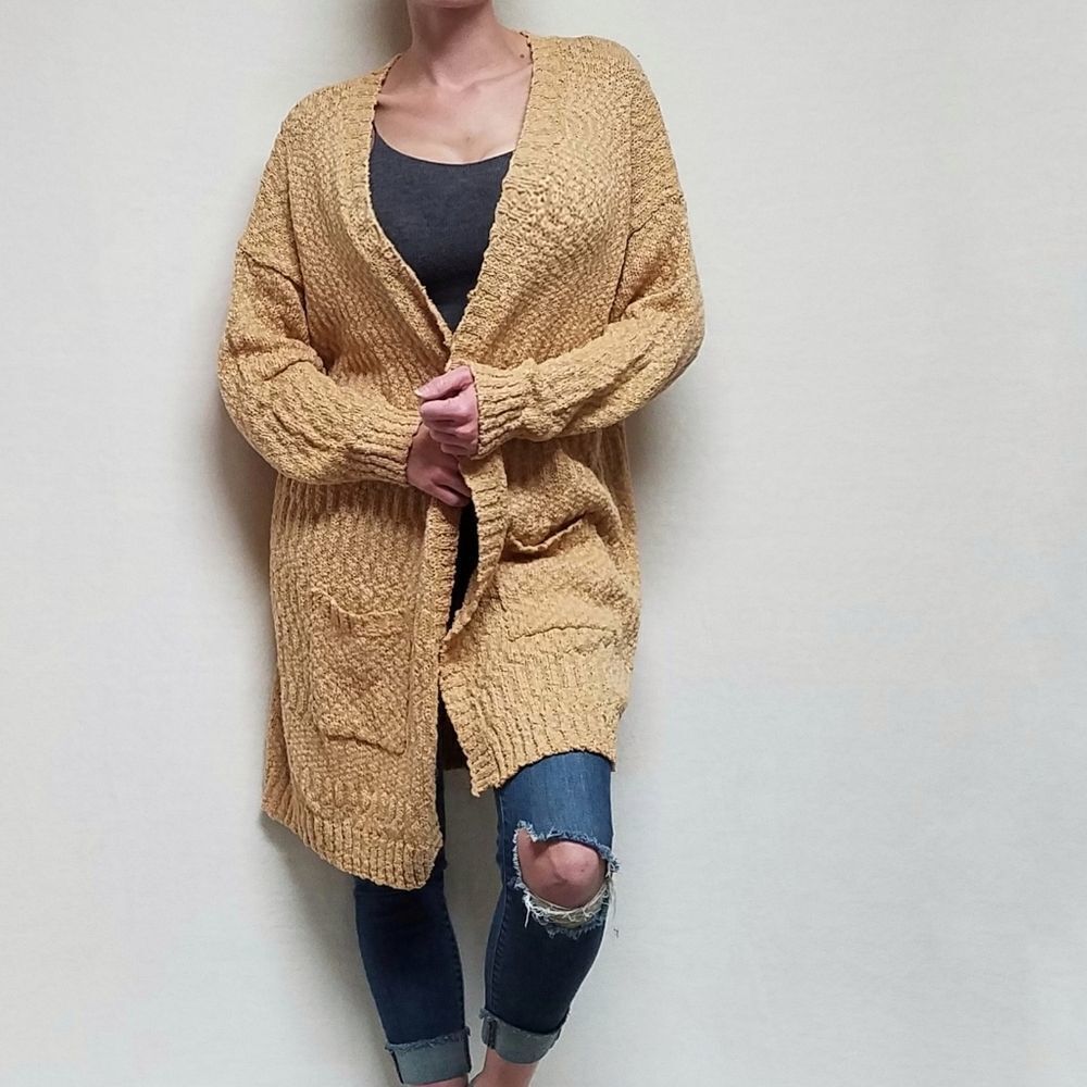 EVELYN Taylor Woman Loose Ribbed Popcorn Knit Open Front Waterfall Cardigan 3X - Picture 2 of 13